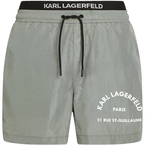 Karl Lagerfeld Kratke kopalne hlače 'Rue St-Guillaume' srebrno-siva / bela
