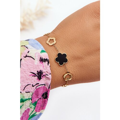 Kesi Ladies bracelet with flowers gold-black Cene