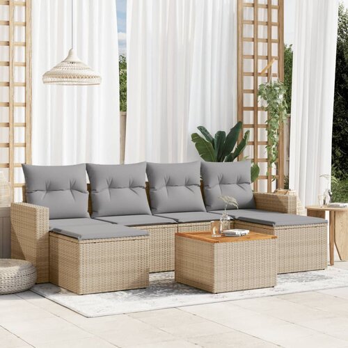vidaXL 7-dijelni set vrtnih sofa s jastucima bež od poliratana Cijene