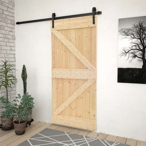  Drsna vrata s kompletom vodil 90x210 cm trdna borovina Cene