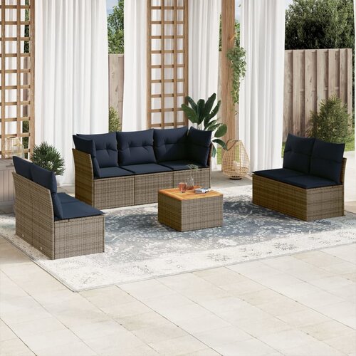 VidaXL 8-dijelni set vrtnih sofa od poliratana s jastucima sivi Slike