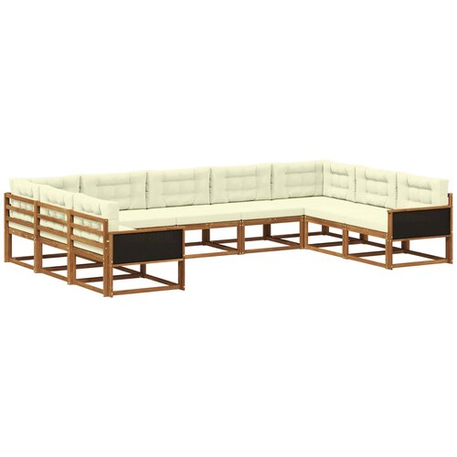 vidaXL Zunanja garnitura za sedenje z blazino 9 pcs Naravna in smetana, (5000281189) Cene
