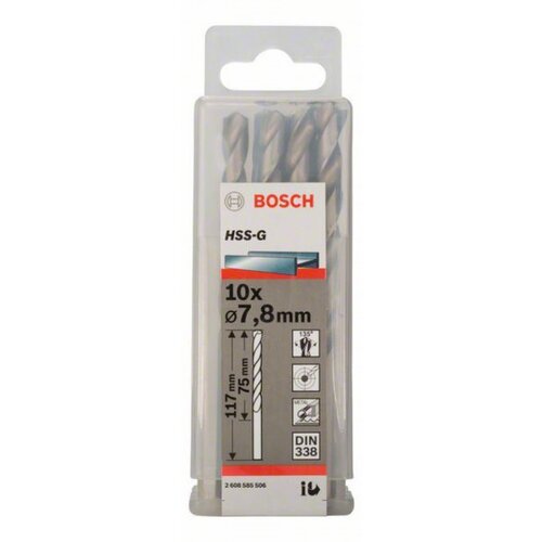Bosch burgija za metal hss-g, din 338 7,8 x 75 x 117 mm, jedan komad ( 2608585506. ) Cene
