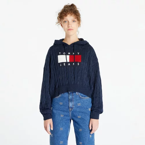 Tommy Hilfiger Tommy Jeans Center Flag Cable Hoodie Blue