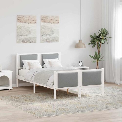  Krevetna konstrukcija Svijetlo siva 120 x 190 cm tkanina Bijela Cene