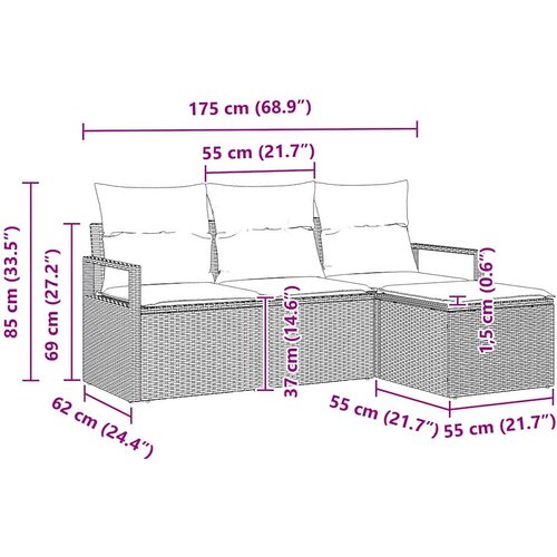  Set sofe 4 pcs Bež poliratan Slike