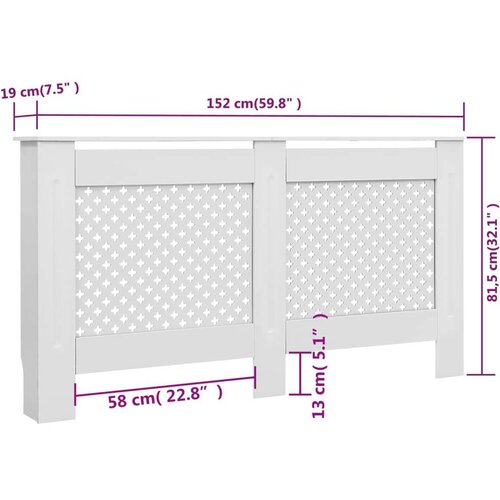  Pokrov za radijator bijeli 152 x 19 x 81,5 cm mdf Slike