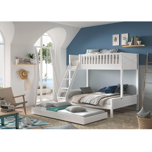 Vipack bela pograd otro&amp;scaron;ka postelja iz masivnega bora s prostorom za shranjevanje 140x200/90x200 cm scott &amp;ndash; Slike