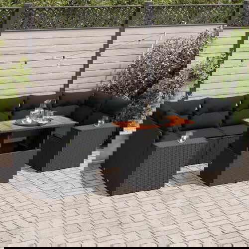 vidaXL 8-dijelni set vrtnih sofa od poliratana s jastucima crni Cijene