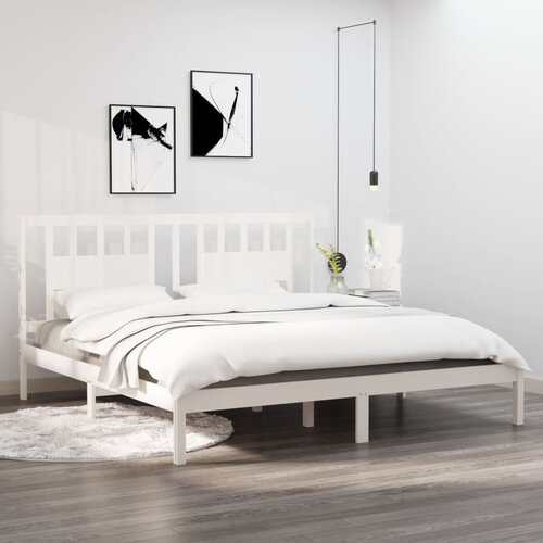 The Living Store Posteljni okvir bel iz trdne borovine 200x200 cm - Posteljni Okvir, (21528048) Slike