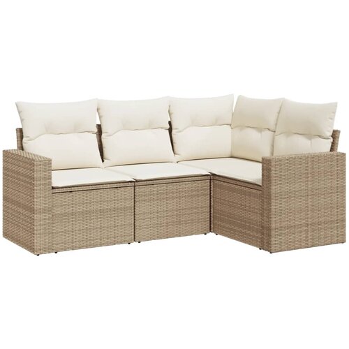 vidaXL 4-dijelni set vrtnih sofa s jastucima bež od poliratana Cijene