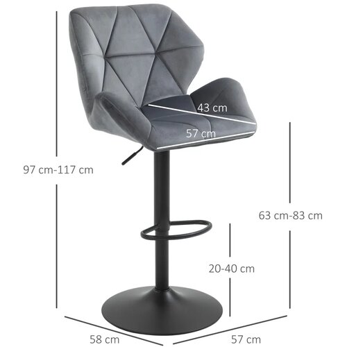  Set od 2 barske stolice tapecirane metalni okvir naslon bar&amp;scaron;unasti izgled podesiva visina 360&amp;deg; Slike