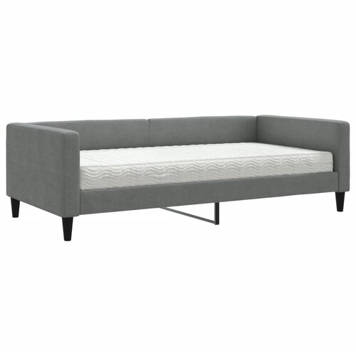  Dnevni krevet s madracem tamnosivi 100 x 200 cm od tkanine Slike