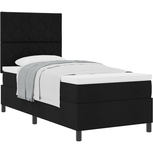 VidaXL Krevet s kutijom opruga s madracem Crna 90x200 cm Tkanina Slike