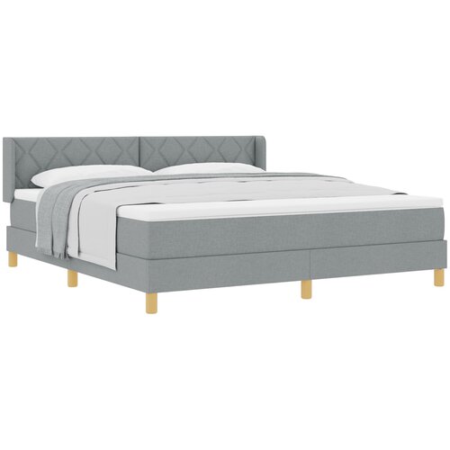 VidaXL Box Spring Krevet s Madracem Svijetlosiva 180x200 cm Tkanina, Uzglavlje Dizajn Dijamantnih Blokova Svijetlosiva 180 cm Tkanina Slike