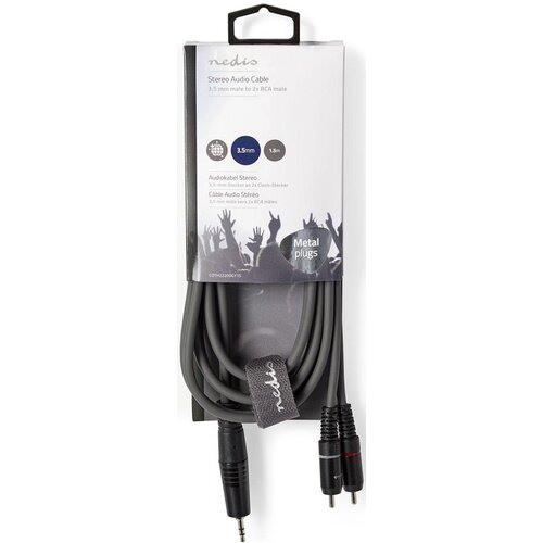 Nedis COTH22200GY15 Stereo audio kabl, 3,5 mm mu&amp;scaron;ki, 2x RCA mu&amp;scaron;ki, Niklovani, 1,50 m Slike