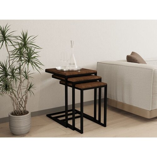 Hanah home Ege - Walnut Walnut Nesting Table (3 Pieces) Cene