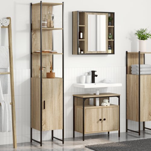 vidaXL Komplet pohištva za kopalnico s polico 3 pcs sonoma hrast Cene