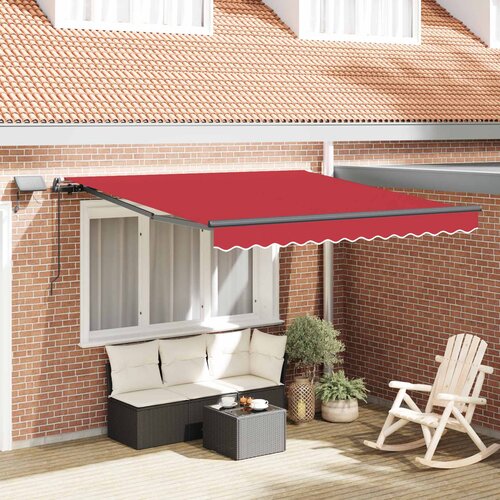  Skrovita tenda S LED lampica Crvena 300 x 250 cm tkanina Cijene