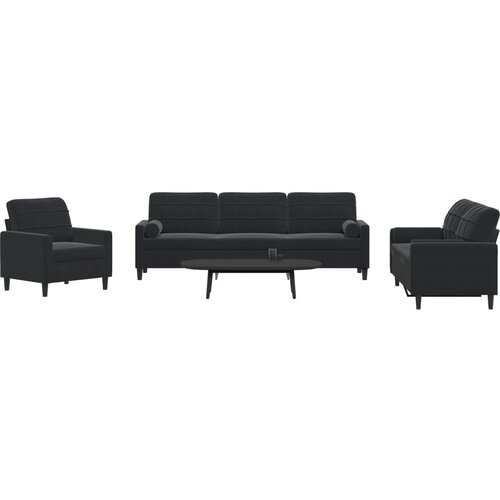 VidaXL 3-dijelni set sofa s jastucima crni bar&amp;scaron;unasti Slike