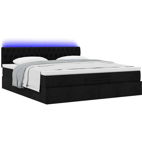 VidaXL Otomanski krevet s madracem i LED crni 180x200cm od tkanine Slike