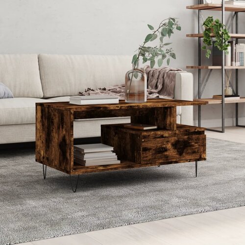  The Living Store Klubska mizica dimljeni hrast 90x49x45 cm inženirski les - Klubska Mizica, (21453421) Slike