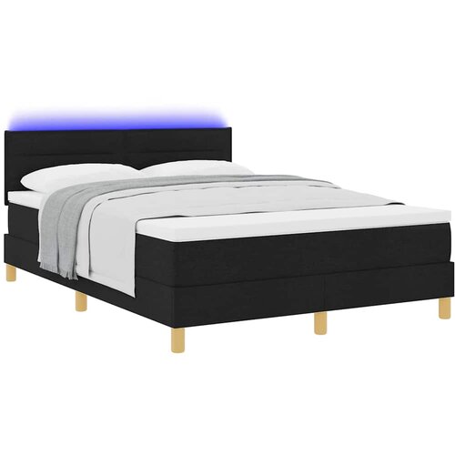  LED Box Spring Krevet s LED trakama Crna 140 x 190 cm tkanina Slike