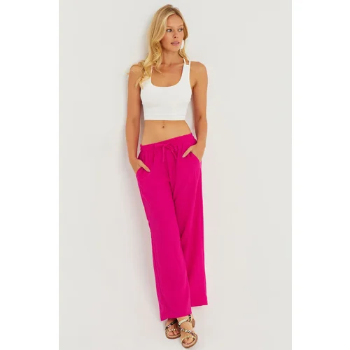 Cool & Sexy Women's Fuchsia Elastic Waist Wrap Pants