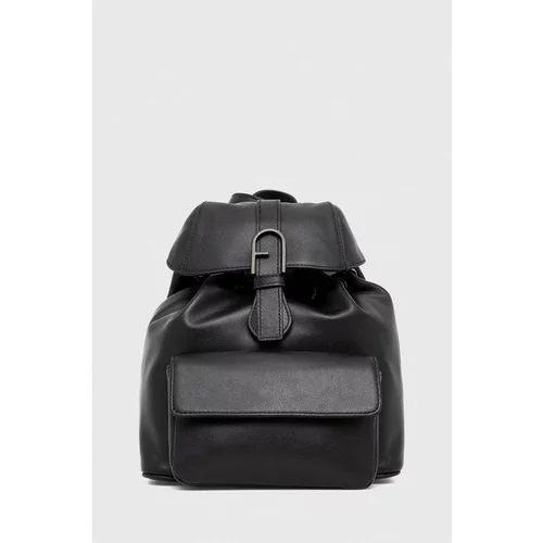 Furla Kožni ruksak za žene, boja: crna, mali, bez uzorka