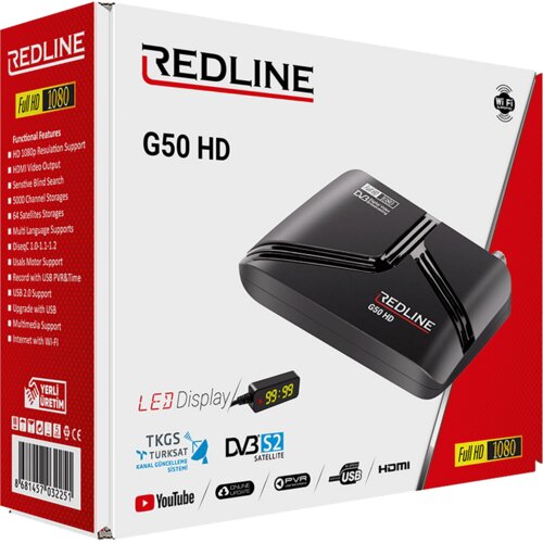 Redline Prijemnik satelitski DVB-S2, Full HD, HDMI, USB - G50 Slike