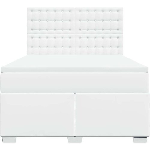 VidaXL Krevet s oprugama i madracem bijeli 140x190 cm od umjetne kože Slike