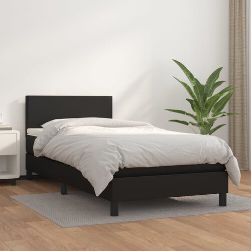 The Living Store Box spring postelja z vzmetnico črna 90x200 cm umetno usnje - Box Spring Postelja, (21515202) Slike
