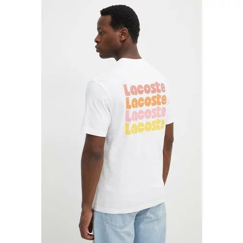 Lacoste Pamučna majica za muškarce, boja: bijela, s tiskom