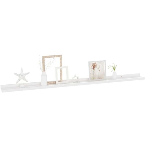 VidaXL Zidne police 2 kom visoki sjaj bijele 115 x 9 x 3 cm Slike