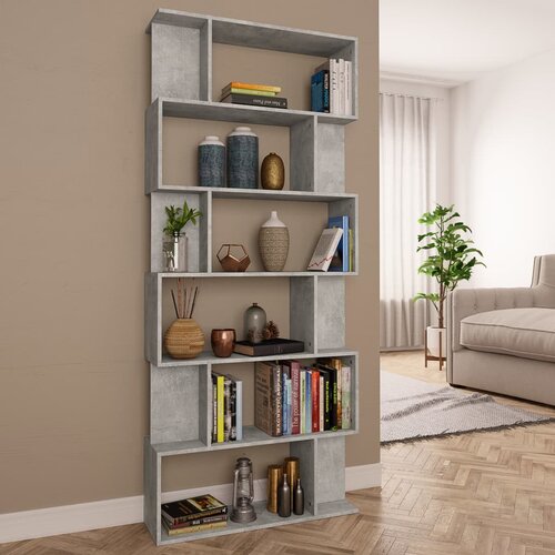 VidaXL Knjižna omara/paravan betonsko siva 80x24x192 cm iverna plo&amp;scaron;ča Slike