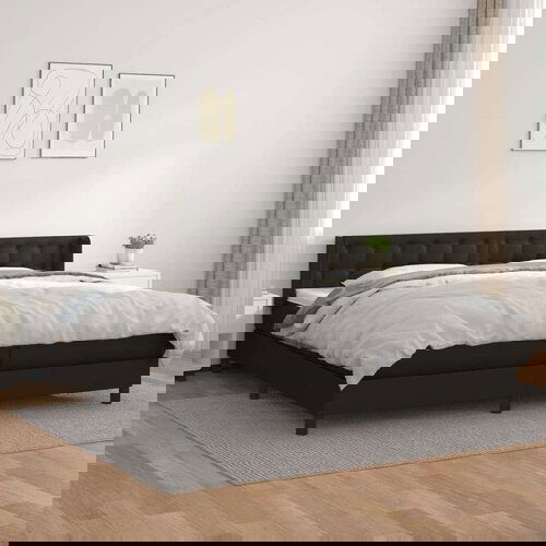  Box spring postelja z vzmetnico črna 200x200 cm umetno usnje, (20726277) Cene