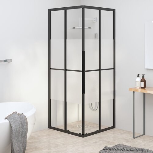 vidaXL Tuš-kabina napola matirana ESG 80 x 80 x 180 cm crna Cijene