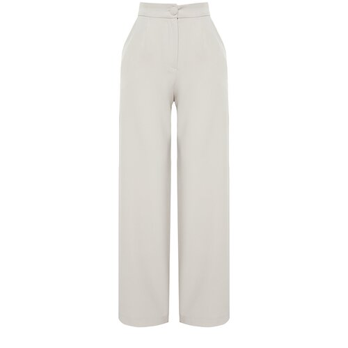 Trendyol Gray Wide Leg Pleated Woven Trousers Slike