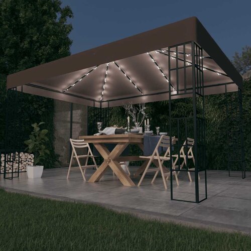  Sjenica s LED svjetlosnim trakama 4 x 3 m smeđe-siva Cijene