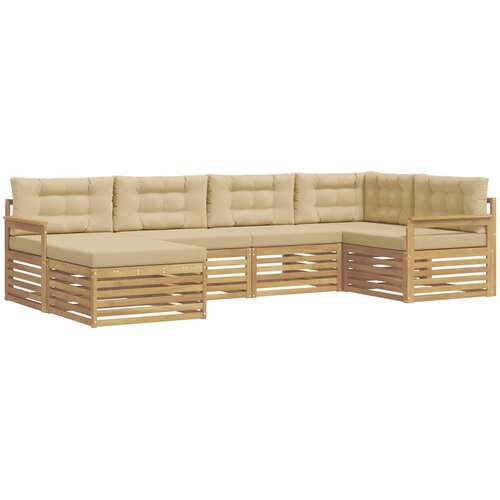 vidaXL Zunanja garnitura za sedenje 6 pcs Bela in bež Poliester, (5000281143) Cene