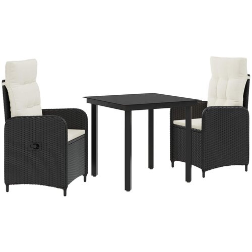  Set stolića za sofu s jastukom 3 pcs Crna i krem-bijela Cene