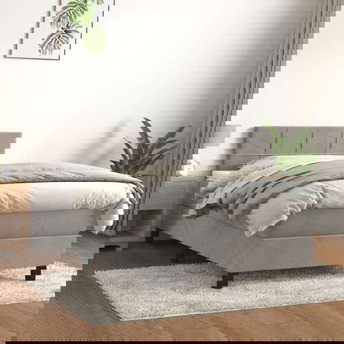Box spring postelja z vzmetnico svetlo siva 100x200 cm žamet, (20723725) Slike