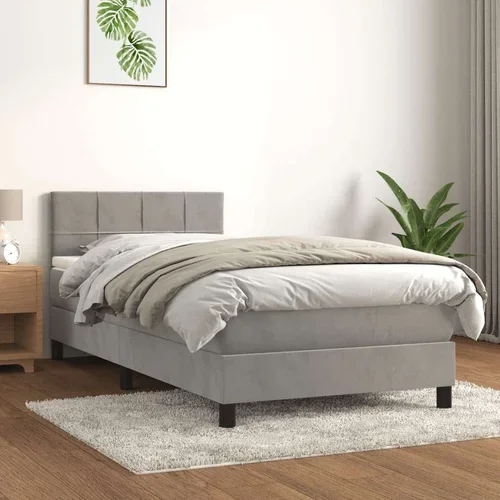 Box spring postelja z vzmetnico svetlo siva 100x200 cm žamet, (20723725)