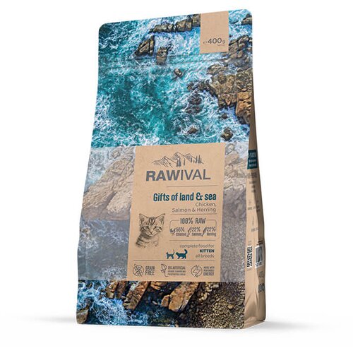 Craftia RAWIVAL Gifts of Land and Sea Kitten - piletina, losos i haringa za mačiće (400g, 1,7kg, 5kg) 400g Cene