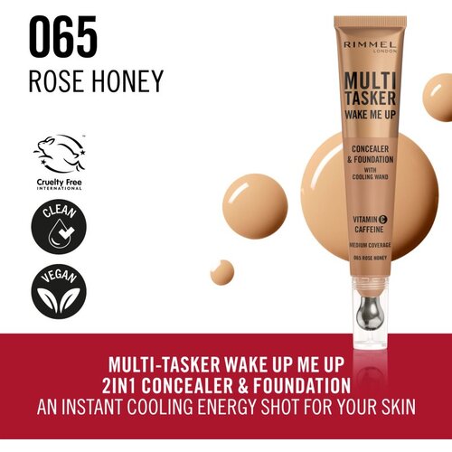 Rimmel London Multi-Tasker Wake Me Up puder in korektor za osvetlitev kože odtenek 65 Rose Honey 20 ml Slike