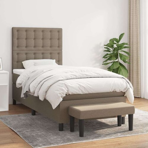  Box spring postelja z vzmetnico taupe 100x200 cm blago, (20895155) Cene