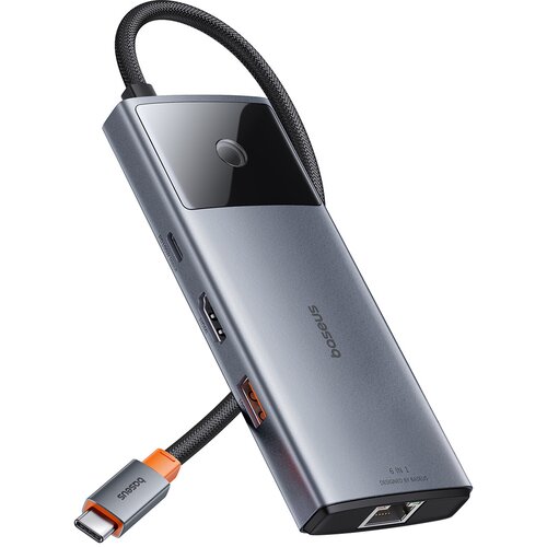 Baseus 6v1 HUB adapter USB-C na USB-A / USB-C / PD / HDMI / RJ-45 črn, (21980881) Cene