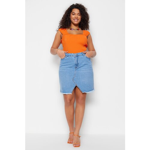 Trendyol Curve Plus Size Skirt - Blue - Mini Cijene