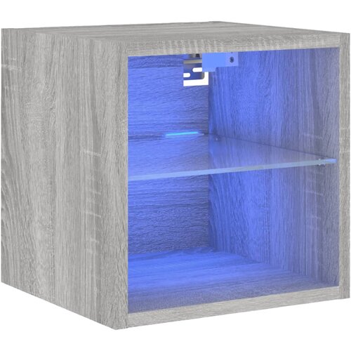 VidaXL Stenska TV omarica z LED lučkami siva sonoma 30x28,5x30 cm, (21017061) Slike
