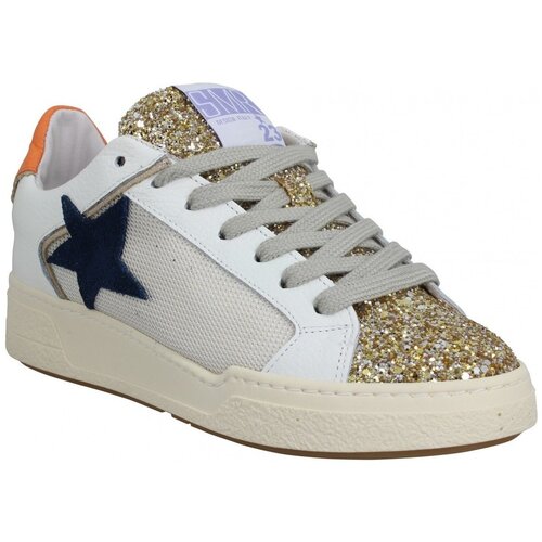 Semerdjian Modne superge Duck 9432 Cuir Glitter Femme Blanc Or Bela Slike